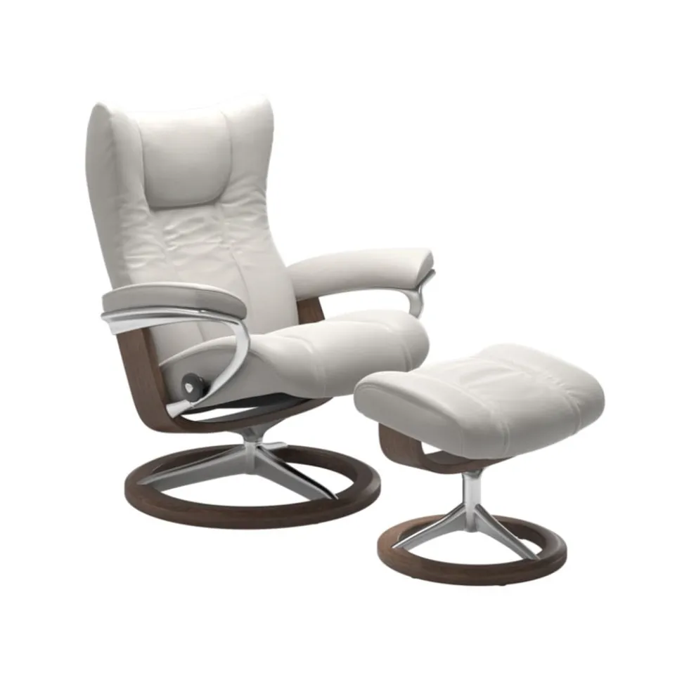 Stressless Wing-lepotuoli + rahi, valkoinen